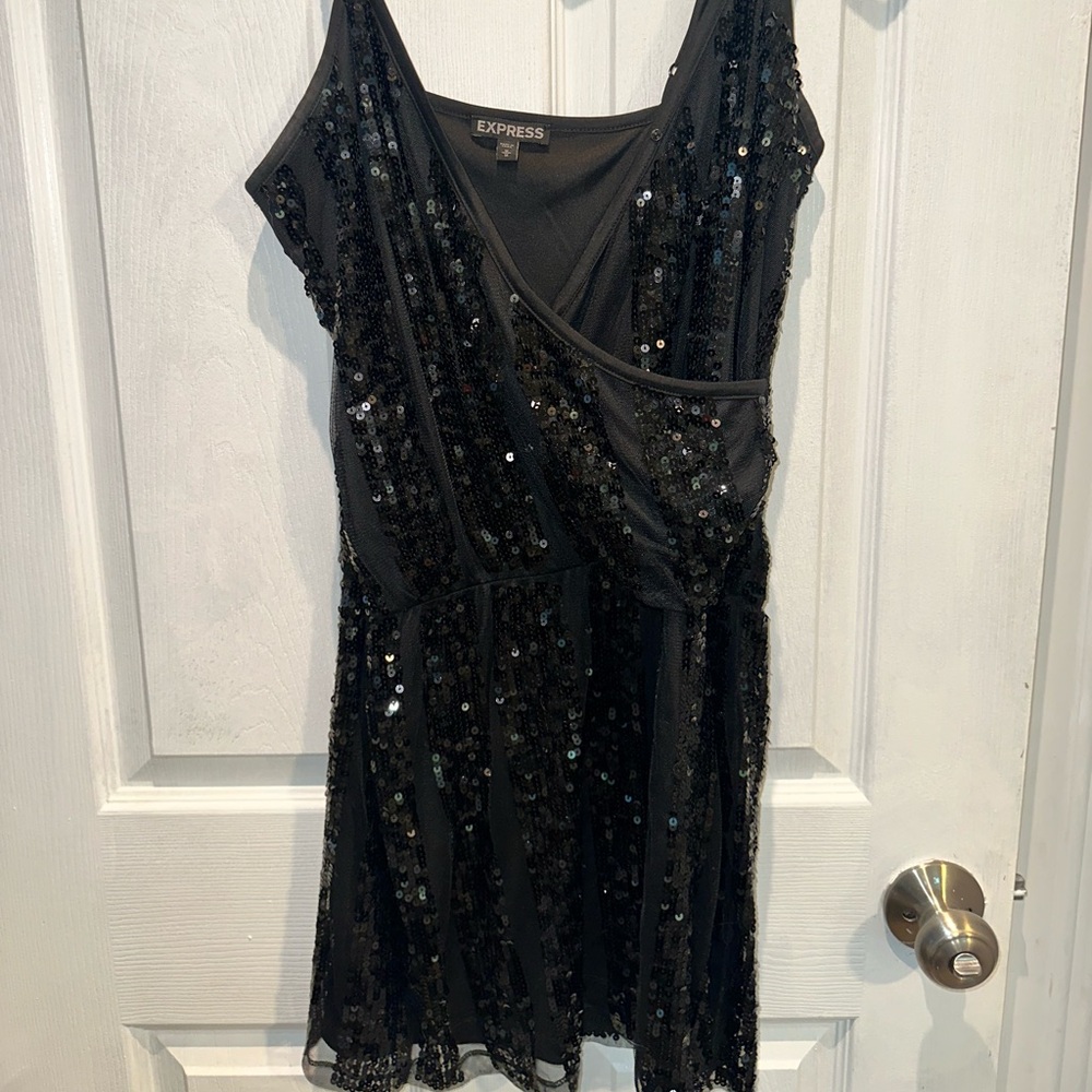 Express Elegant Black Sequin Top